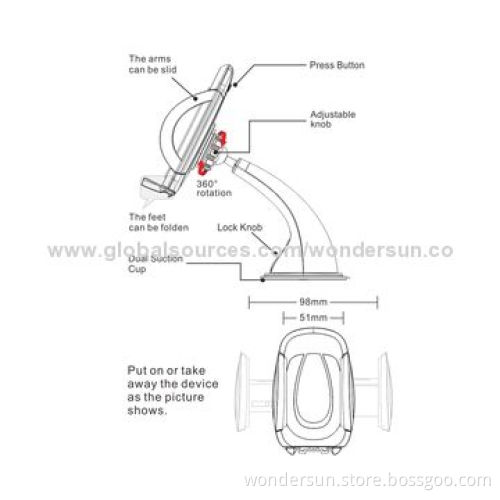 Car holder for phones/iPhone/PDA/MP4 players, OEMODM orders welcomed